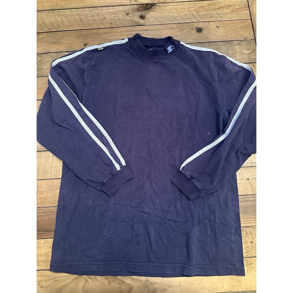 Vintage Starter Turtleneck Shirt Mens Blue L Pullover 90s Nostalgia Sport